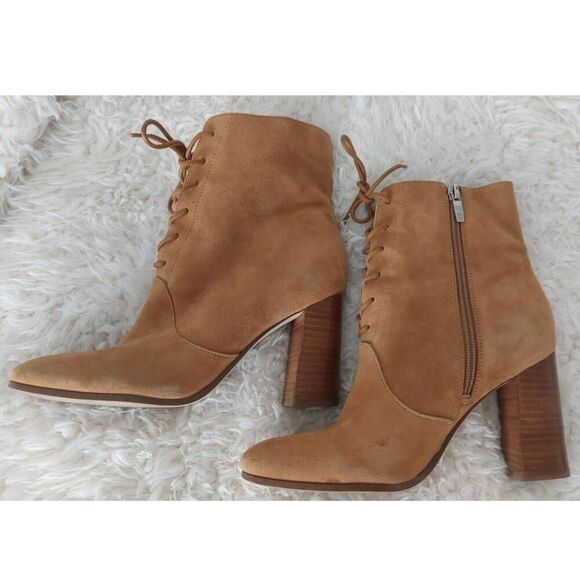 Marc Fisher Edina Suede Lace-Up Ankle Boots Brown Block Heel 6.5 - Picture 7 of 11